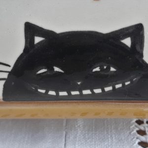 Kerámia vajtartó fekete macska motívummal #1