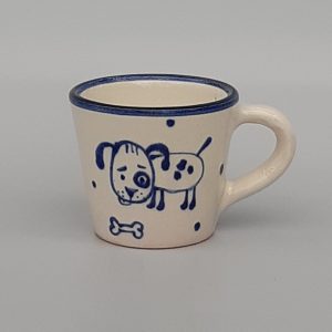 Kék állatos szűkülő falú kerámia bögre kutyás dekorral – 1 dl #16
