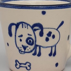 Kék állatos szűkülő falú kerámia bögre kutyás dekorral – 1 dl #16