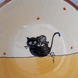 Többfunkciós kerámia tál fekete macska motívummal kicsi – #9