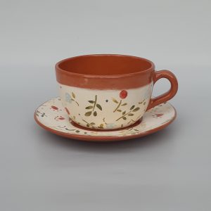 Tavaszi virágos Nagy csésze alátéttel, színes mintával – 4dl