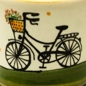 Kerámia bögre női virágkosaras bicikli dekorral – kicsi – 2dl