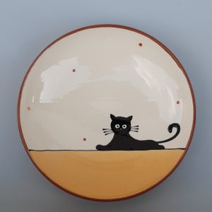 Többfunkciós kerámia tál fekete macska dekorral #12