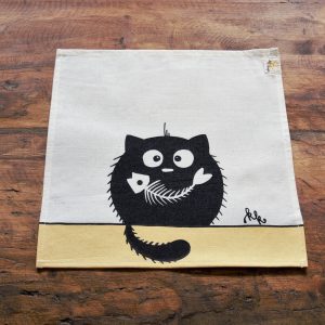 Textil szalvéta halcsontos cica dekorral #10