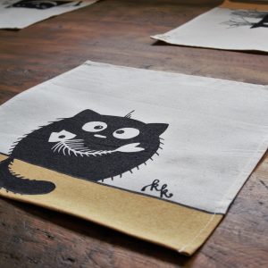 Textil szalvéta halcsontos cica dekorral #10