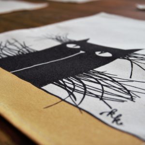 Textil szalvéta bajszos macska dekorral #15