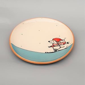 Kerámia tányér Téli kutyás #7