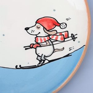 Kerámia tányér Téli kutyás #7