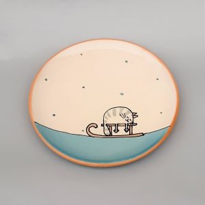 Kerámia tányér Téli cicás #8