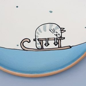 Kerámia tányér Téli cicás #8