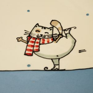Kerámia tányér Téli cicás #10