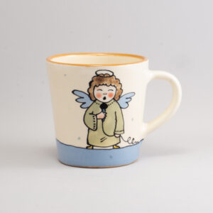 Színes angyalkás szűkülő falú kerámia bögre éneklő angyal dekorral – 4 dl