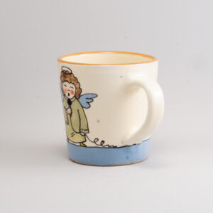 Színes angyalkás szűkülő falú kerámia bögre éneklő angyal dekorral – 4 dl