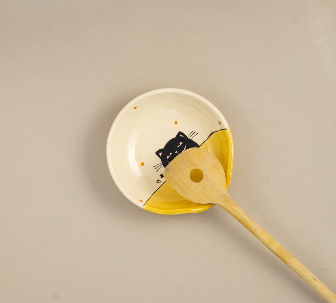 Kerámia fakanál tartó fekete macska #01 - Image 3