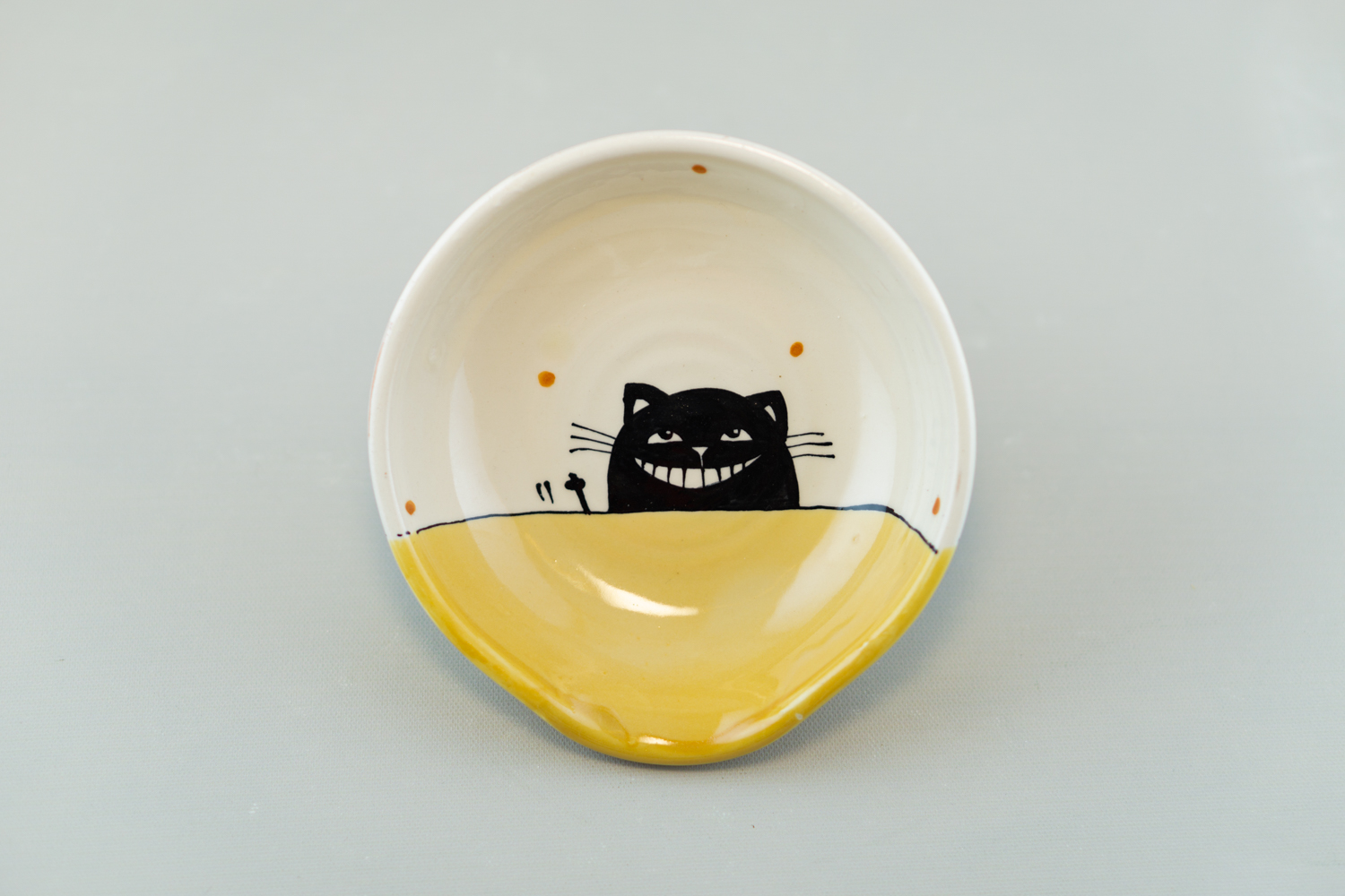 Kerámia fakanál tartó fekete macska #01