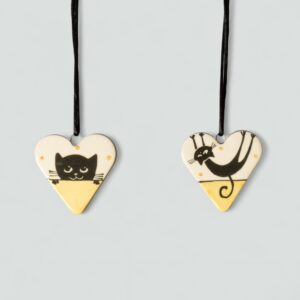 Karácsonyfa macskás fadísz #08 szív